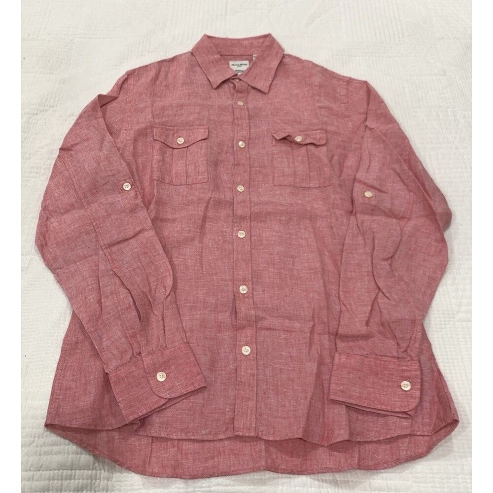 Baird McNutt Linen Murano Slim Fit Medium Long Sleeve Button Shirt Pink